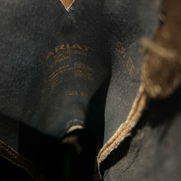 Ariat Pendleton Brown Leather Western Boots with Coral Navy & Cream Aztec Shaft - Picture 7 of 7